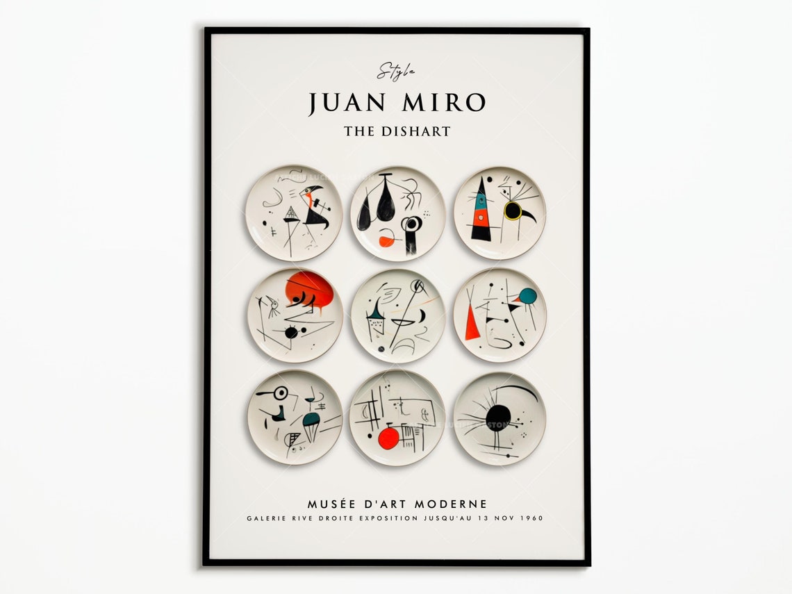 Juan Miro The Dishart Nine Painted Plates Modern Exhibition Poster