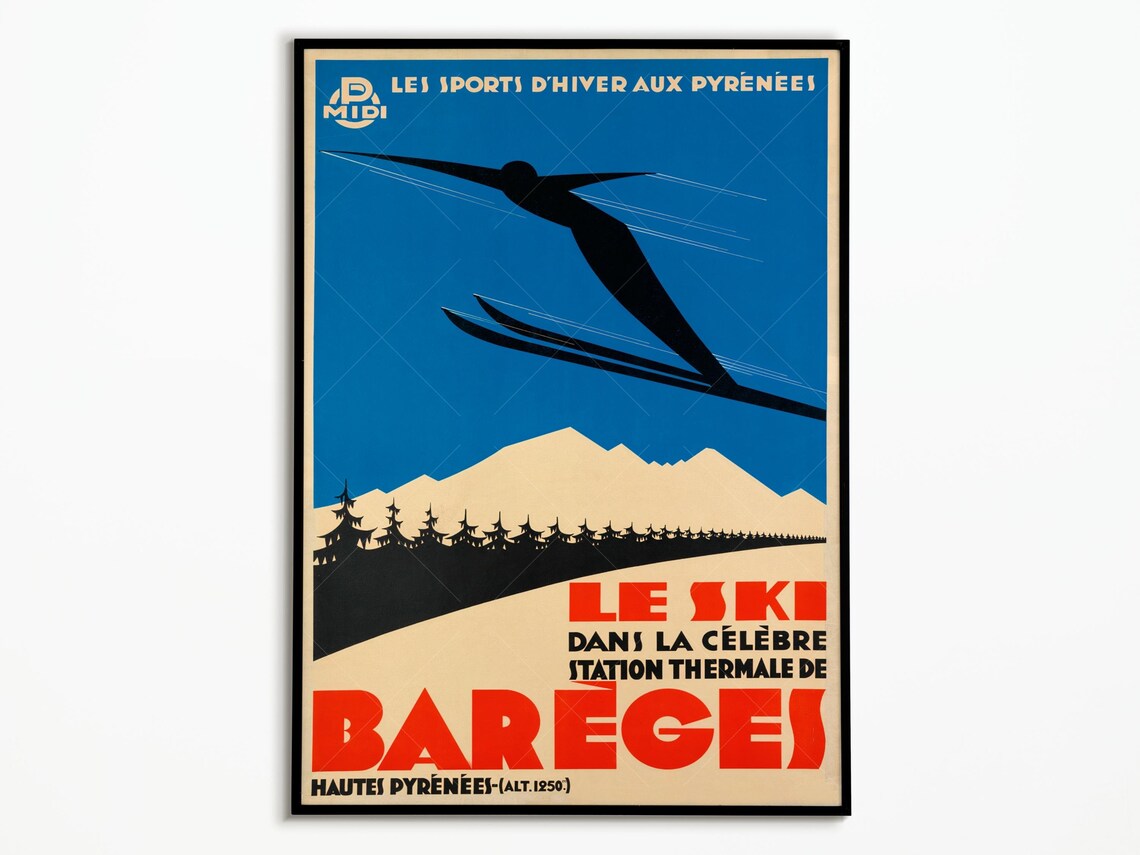 Vintage Ski France Travel Poster, 1933 Poster Art