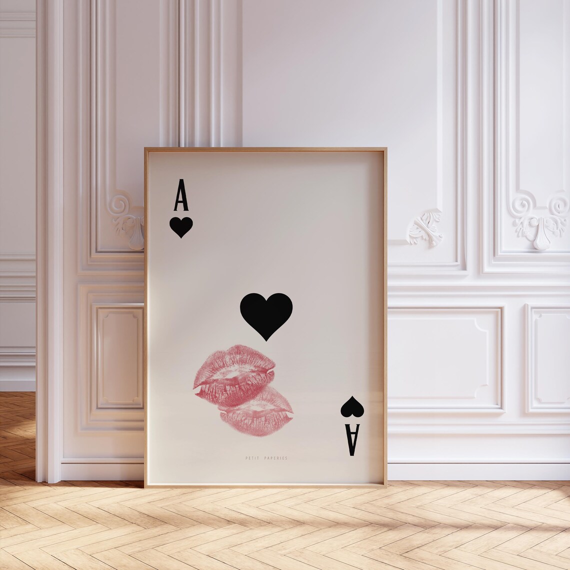 Ace of Hearts Lipstick Kiss Retro Playing Card Coquette Wall Art - Image 2