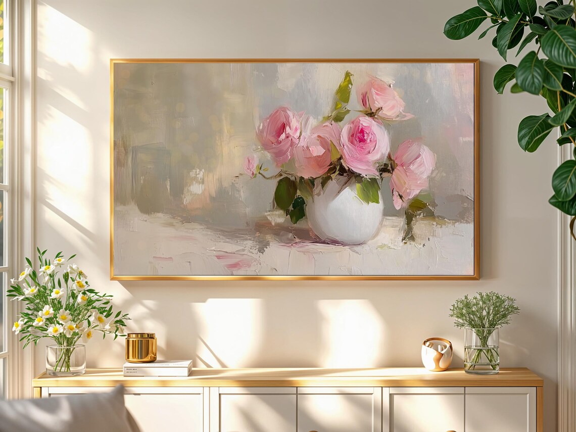 Pink Roses, Modern Botanical Floral Art Print - Image 2