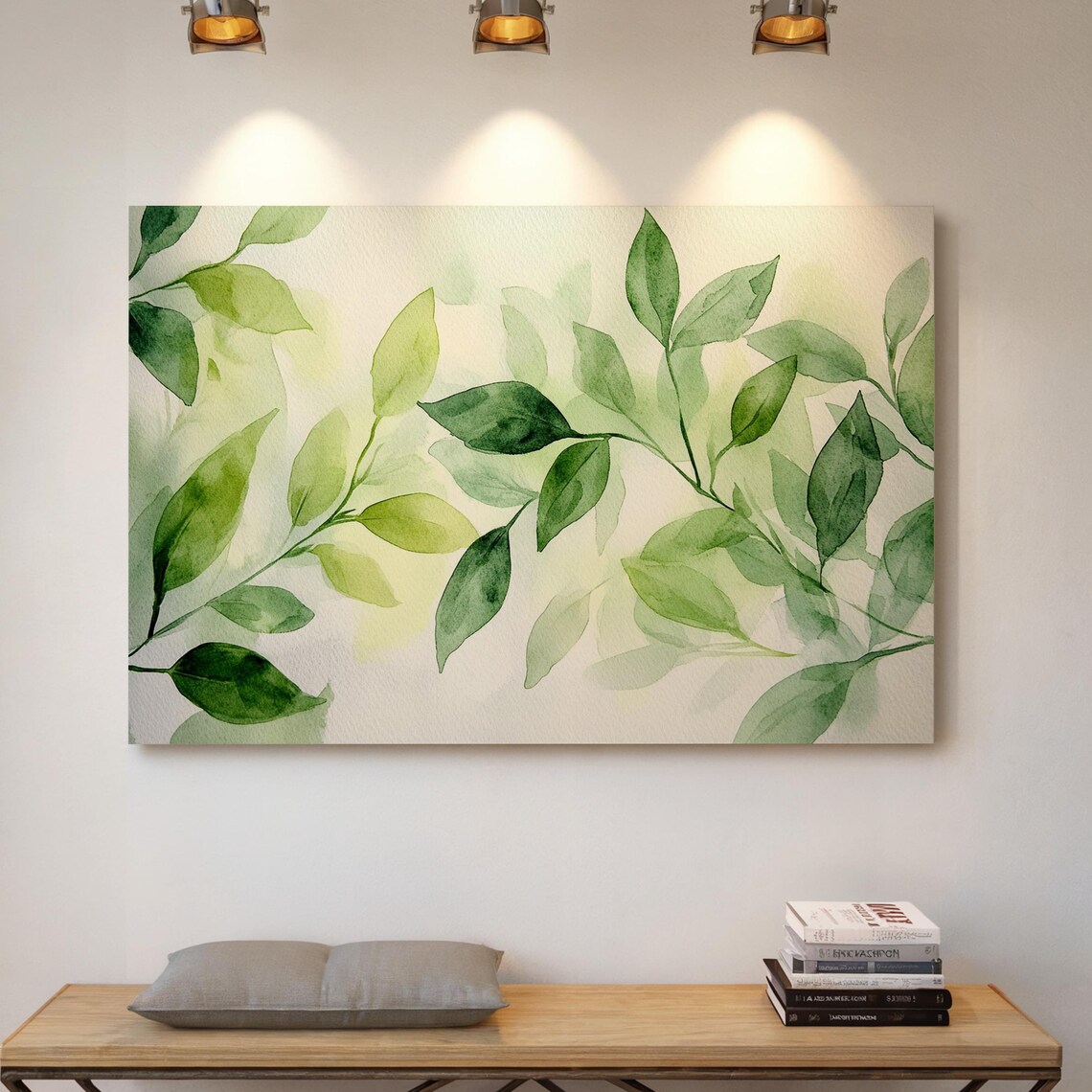 Green Watercolor Leaves Botanical Wall Art