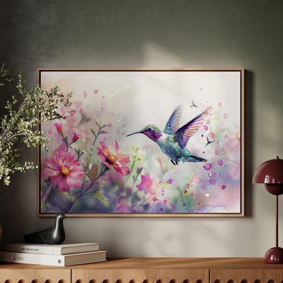 Hummingbird Wall Art Print, Bird Decor for Room