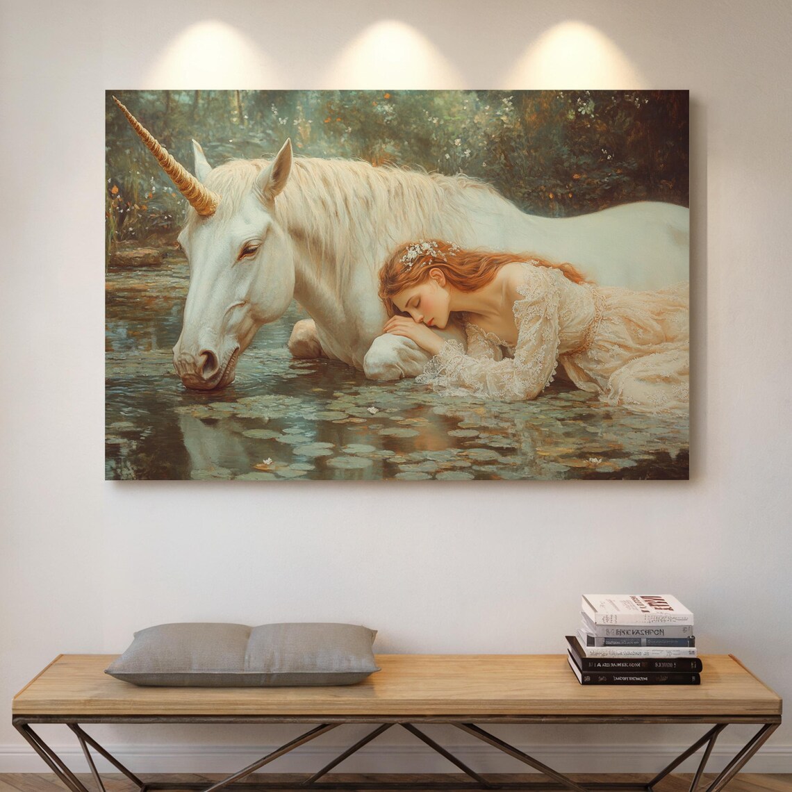Ethereal Unicorn Enchanted Forest, Fairytale Art Print