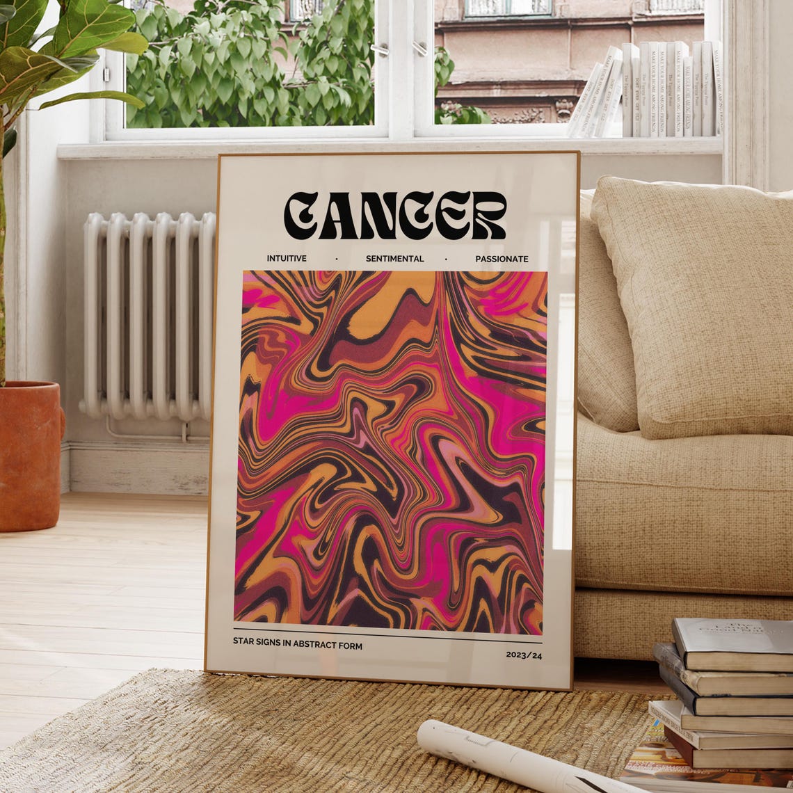 Cancer Zodiac Sign Wall Art Astrology Decor Star Print Horoscope Poster Celestial Artwork
