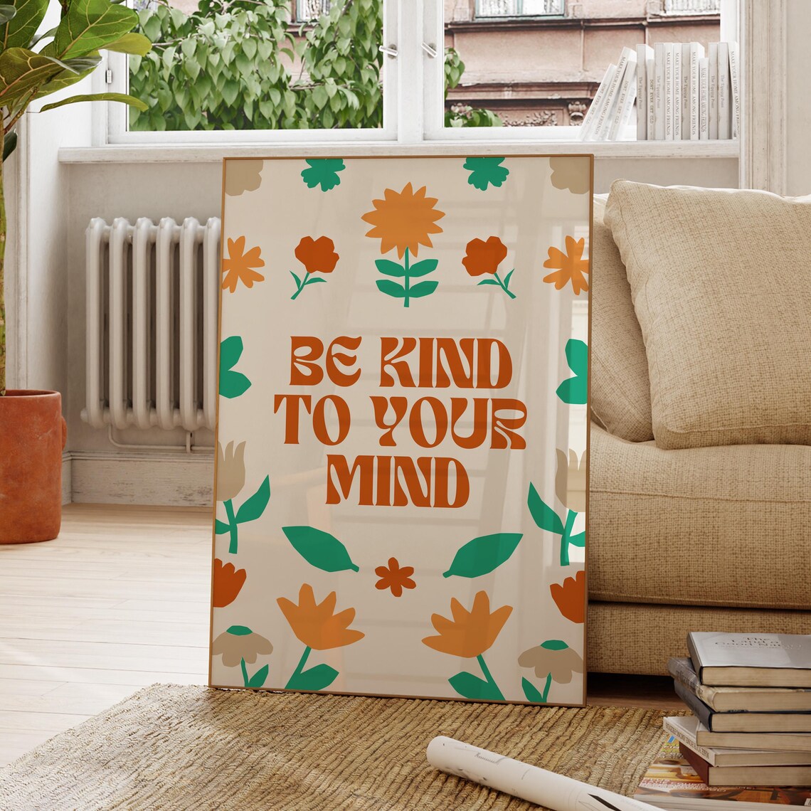 Be Kind To Your Mind Art Motivational Wall Decor Inspirational Poster Modern Office Positive Quotes