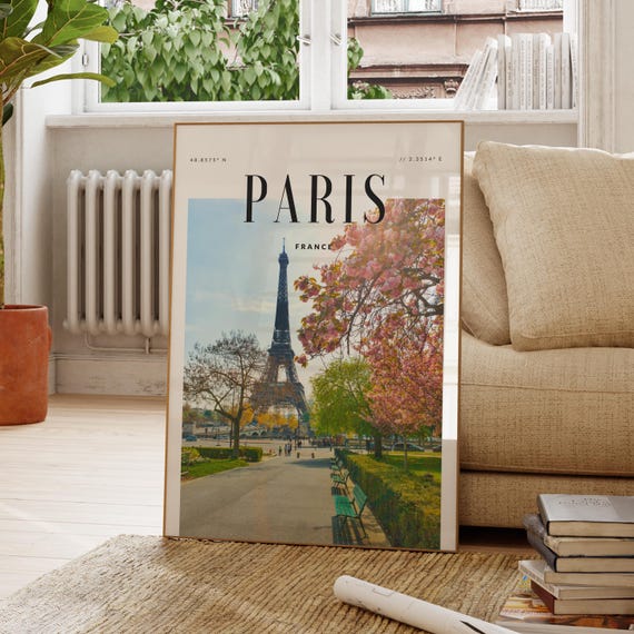 Paris France Modern Travel Wall Art Design Color Print Wanderlust Decor Home Office Lover Gift