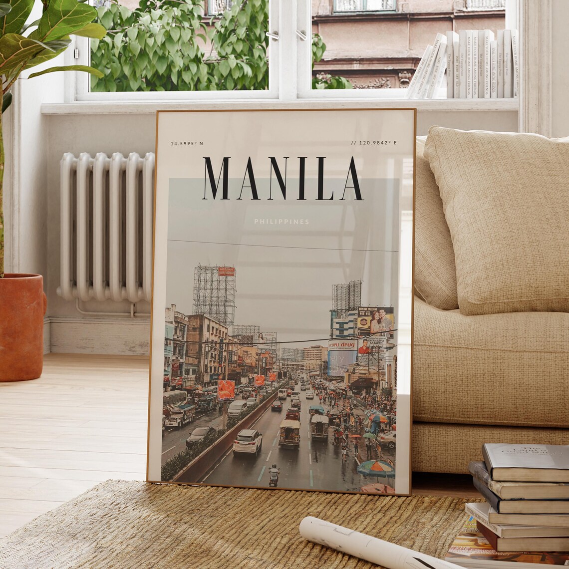 Manila Philippines Modern Travel Poster, Wanderlust Decor
