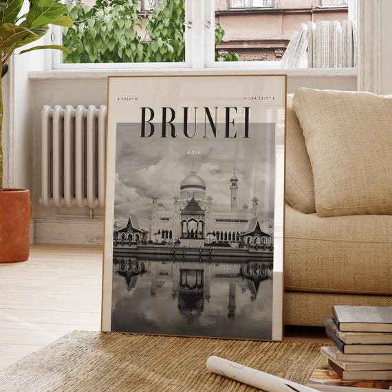 Brunei Modern Travel Wall Art Design Color Print Wanderlust Decor Home Office Lover Gift Asia