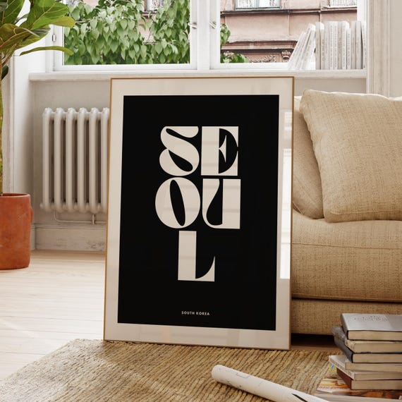 Seoul Wall Art Poster Monochrome City Travel Decor Print Posters For Home Office Gallery Wanderlust South Korea