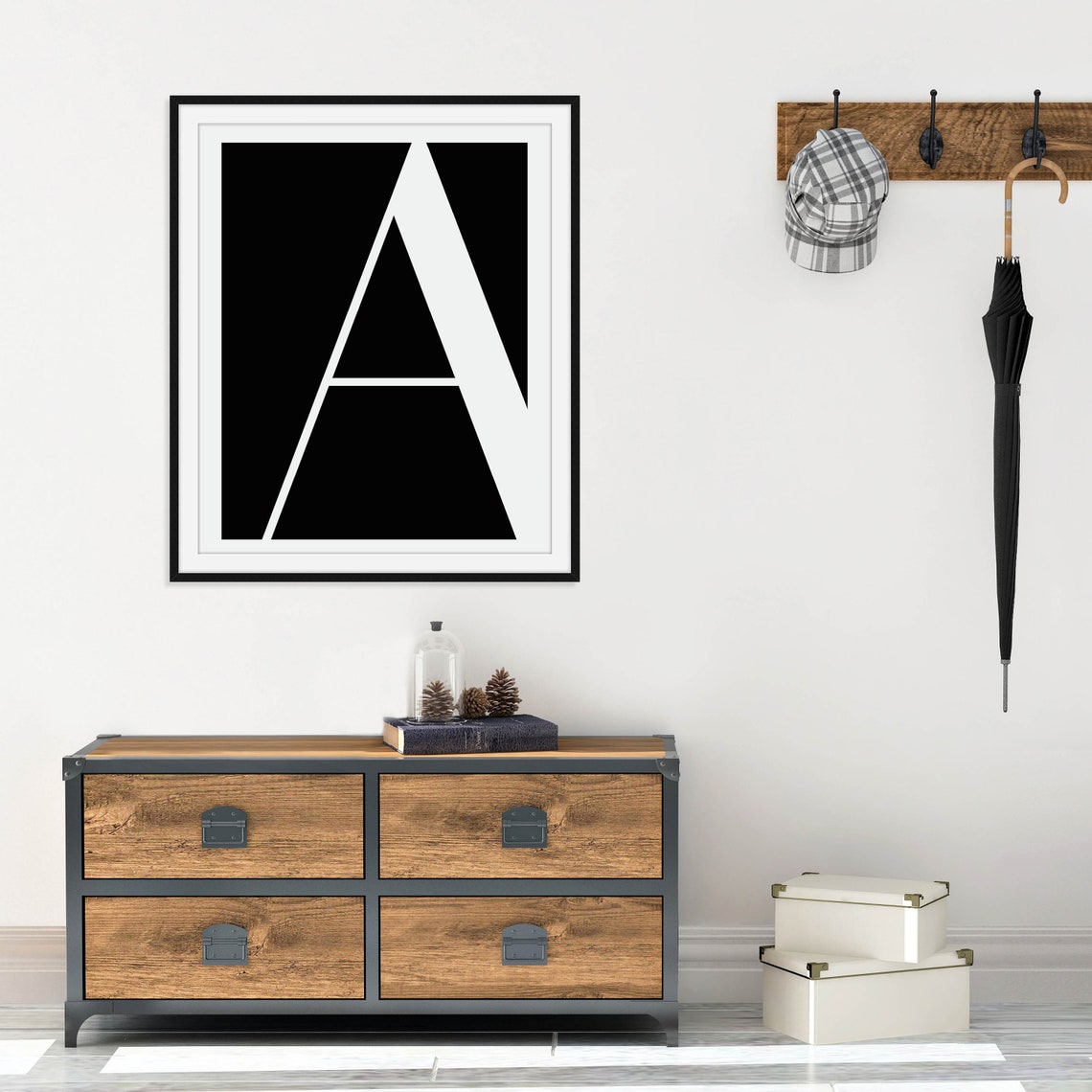 Oversized Letter A Monogram Bold Black and White Typography Poster