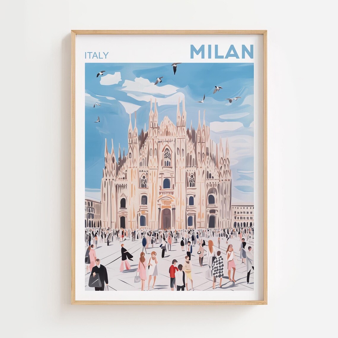 Milan Duomo Vintage Minimal Travel Poster