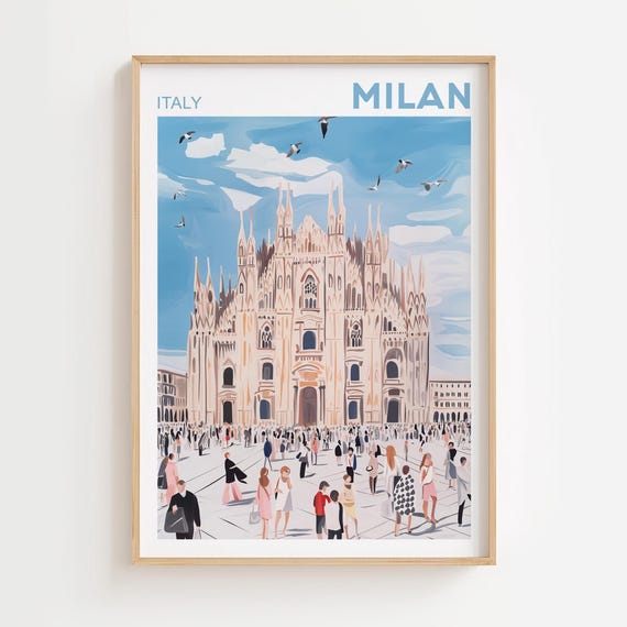 Milan Duomo Vintage Minimal Travel Poster