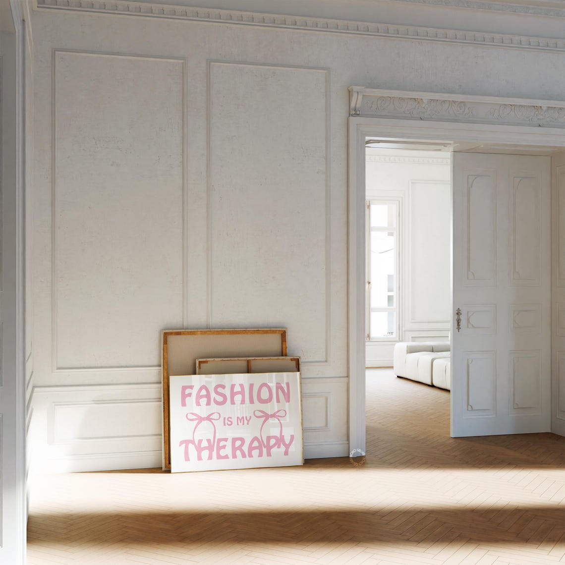 Fashion Is My Therapy Pink Bow Typography Poster Girly Room Decor - Image 3
