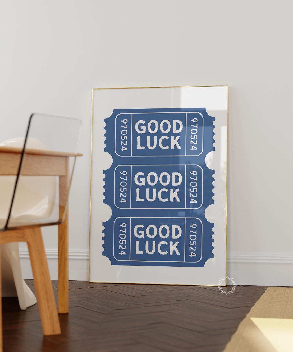 Blue Good Luck Retro Ticket Stubs Typography Poster Vintage Fun - Image 3