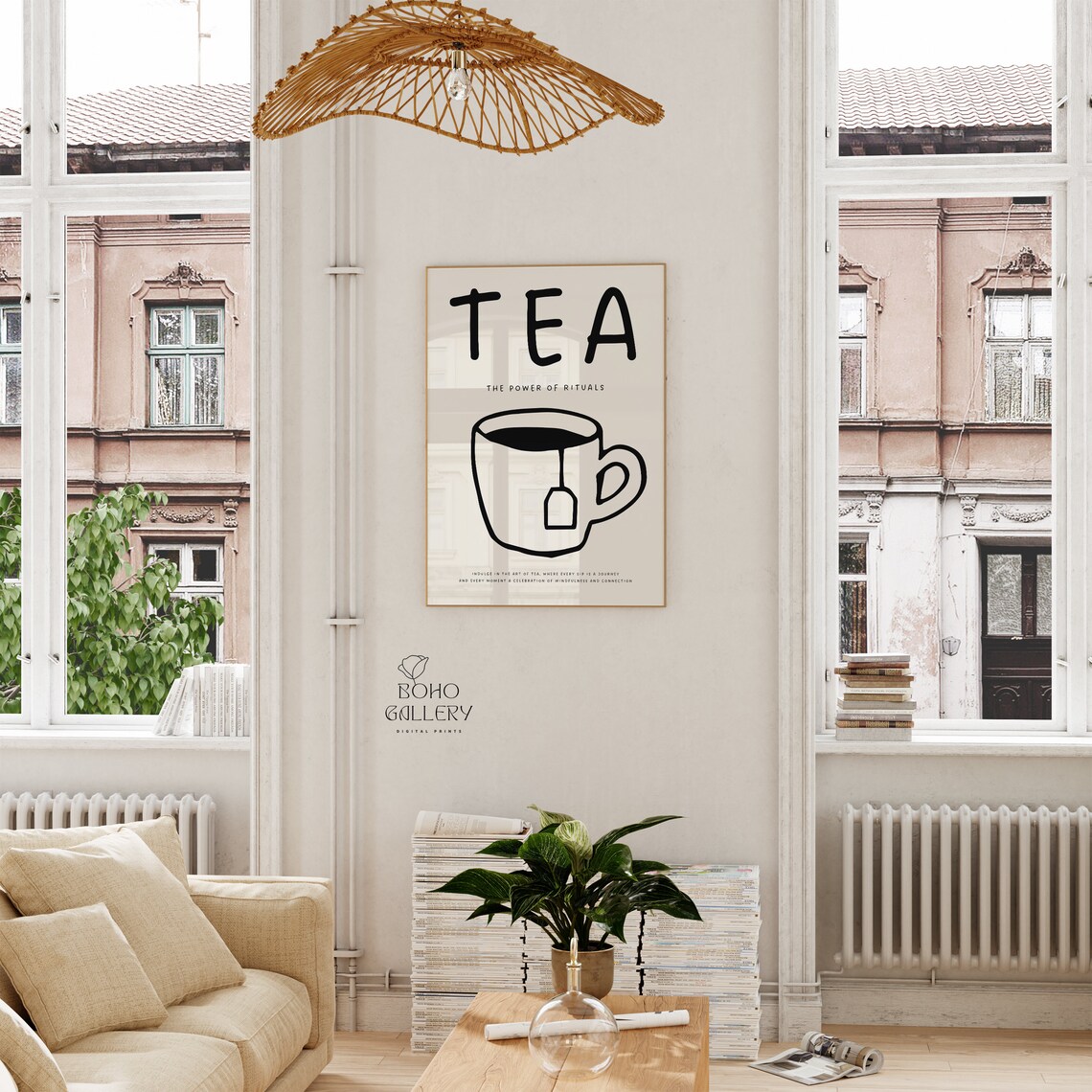 Cup of Tea Minimalist Line Art Poster, Dining Room - Image 2