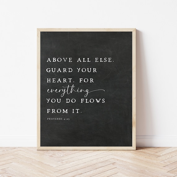 Above All Else Guard Your Heart Proverbs 4 23 Chalkboard Scripture Poster