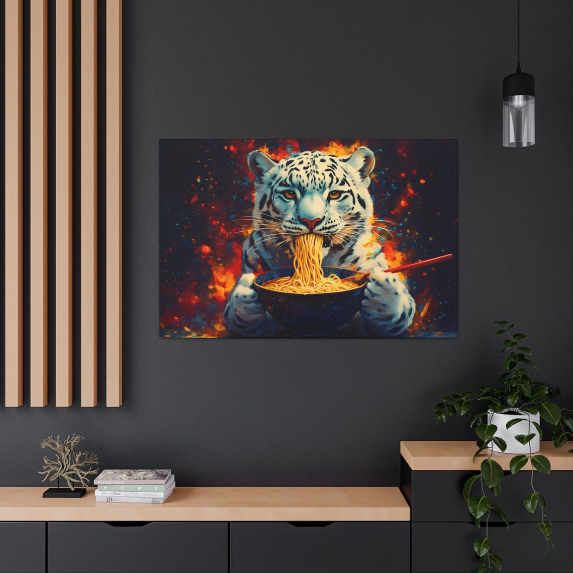 Maximalist Eclectic Ramen Snow Leopard Print Bold Altered Animal Portrait Fantasy Fun Colorful Renaissance Rustic Art - Image 2