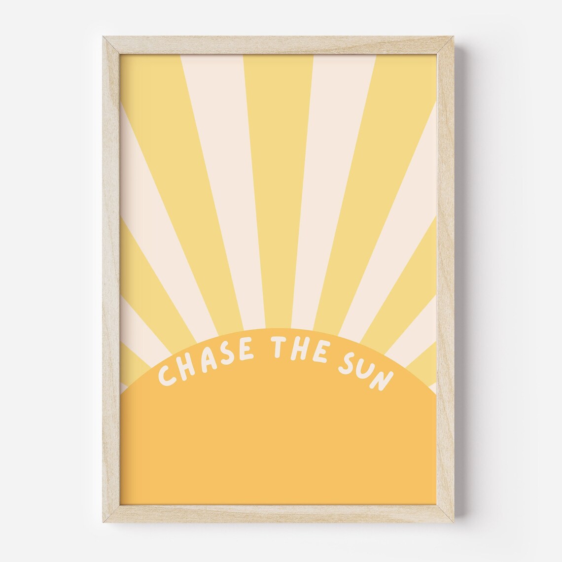 Chase The Sun Retro Yellow Sunburst Radiant Sunshine Wall Poster - Image 2