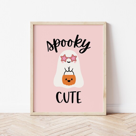 Spooky Cute Pink Ghost with Star Sunglasses Halloween Poster