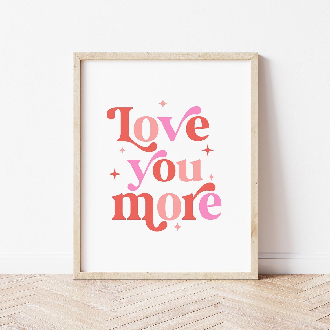 Love You More Retro Typography Romantic Pink Quote Valentine Poster - Image 3