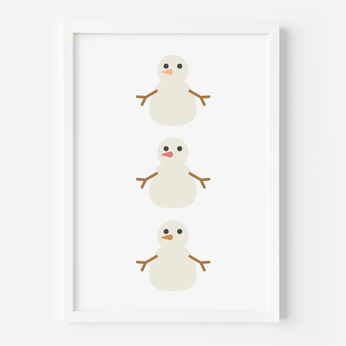 Cute Minimalist Snowmen Winter Trio Holiday Decor Art Poster - Image 3