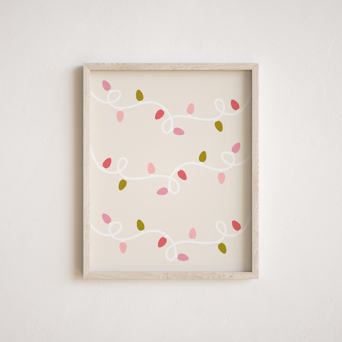 Colorful Christmas String Lights Pattern Modern Holiday Wall Art