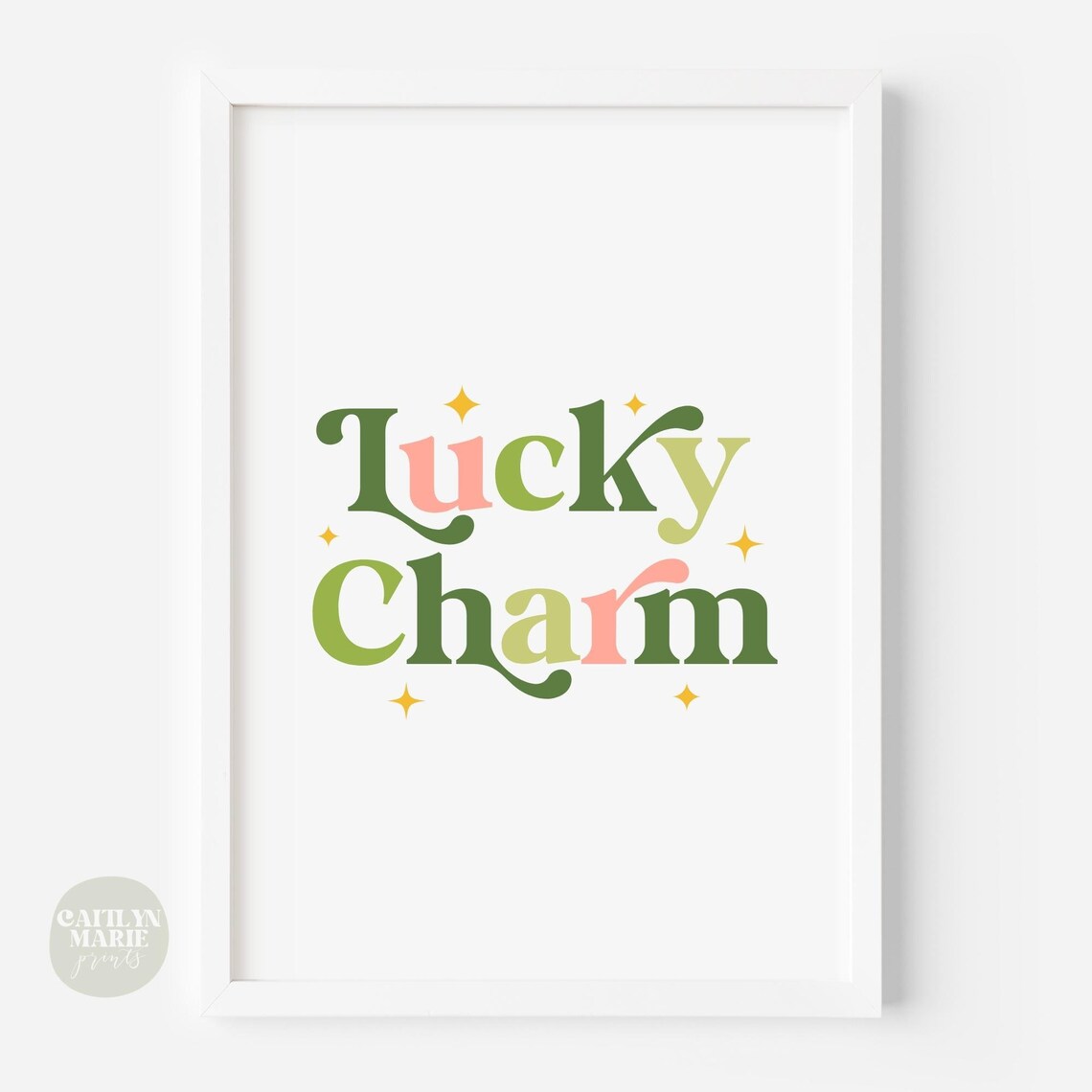 Lucky Charm Typography Green Pink Retro Stars Saint Patrick Poster - Image 2