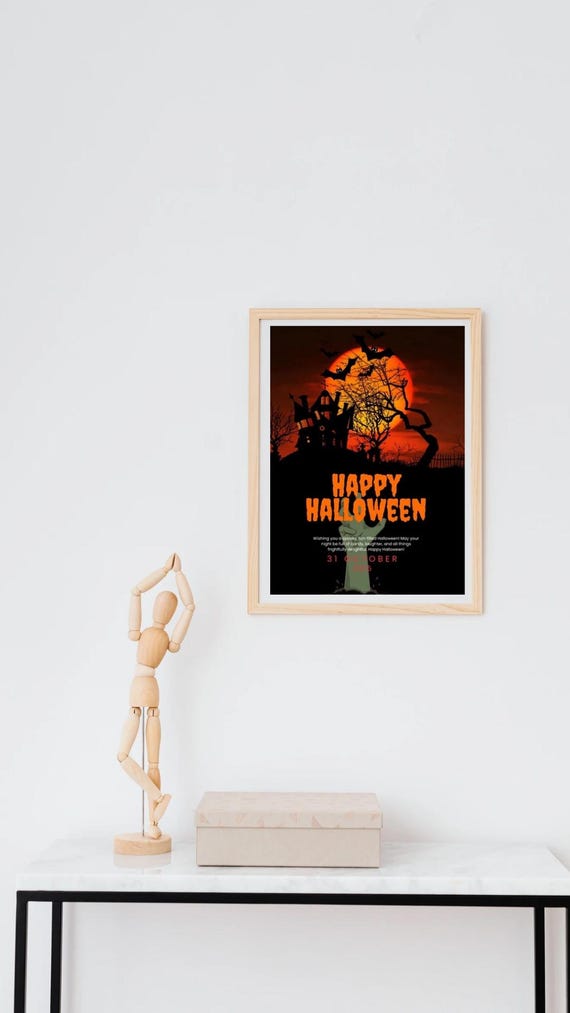 Happy Halloween Party Poster Spooky Wall Art 2025 Decoration