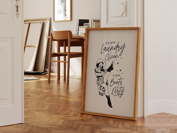 Laundry Cowgirl Western Laundry Room Art Print