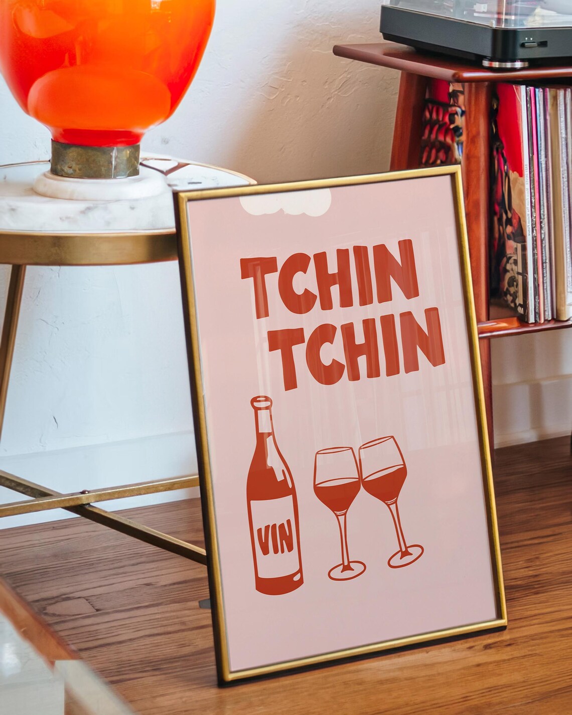 Red Tchin Tchin French Wine Toast Retro Kitchen Bar Cart Wall Poster - Image 3