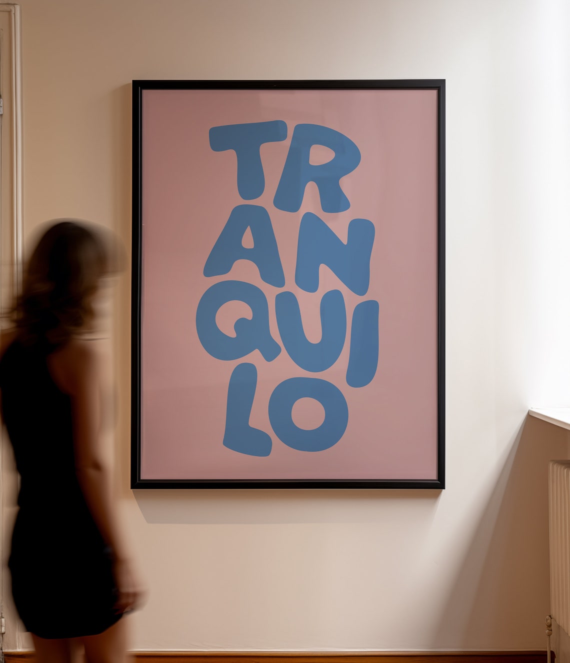 Tranquilo Blue Pink Wavy Typography Calm Mindfulness Quote Poster - Image 2