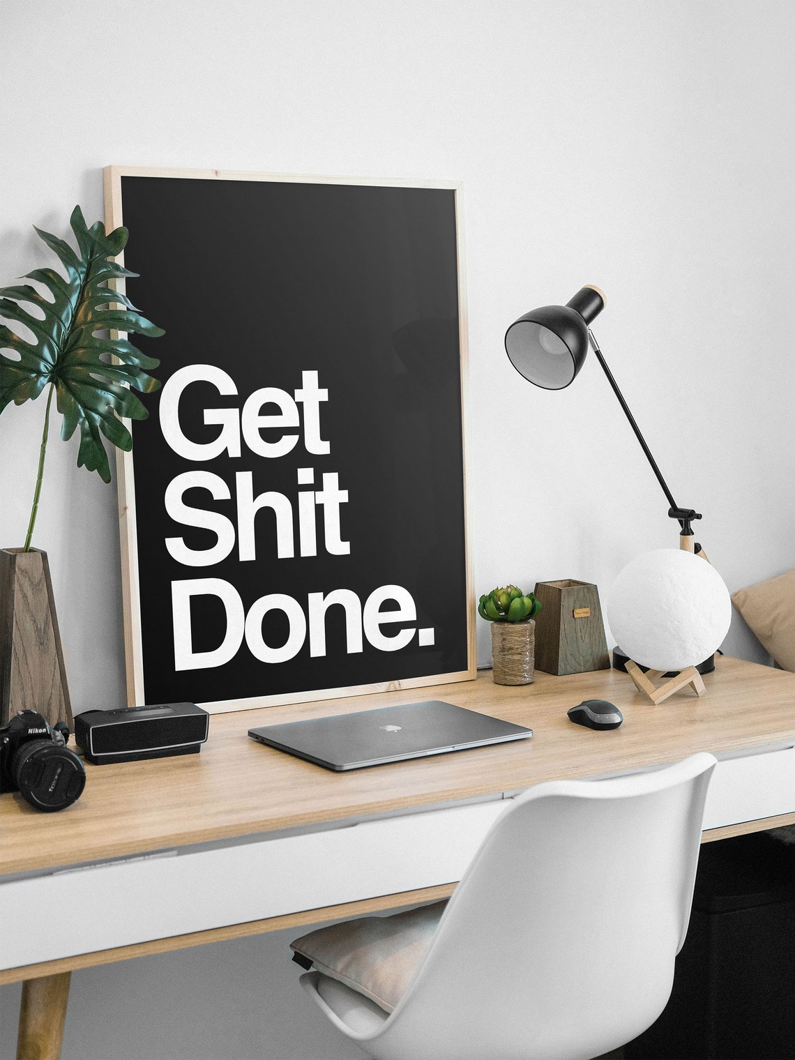 Get Shit Done Bold White Text On Black Motivational Quote Poster - Image 5