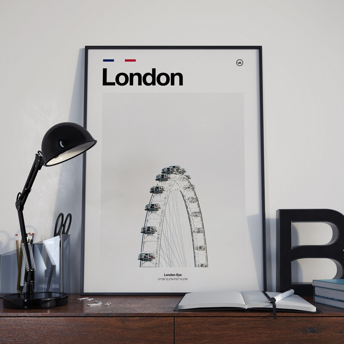 London Eye Ferris Wheel Minimalist Coordinate UK Landmark Poster - Image 3