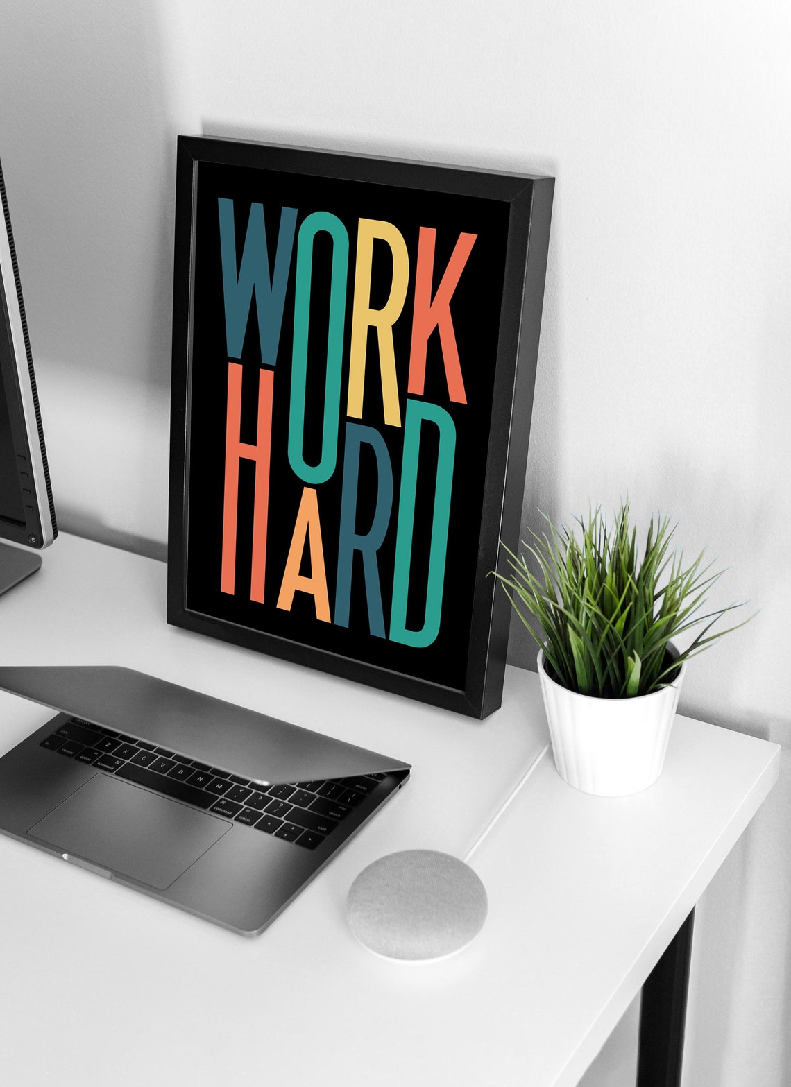 Work Hard Colorful Stacked Letters On Black Motivational Poster - Image 6