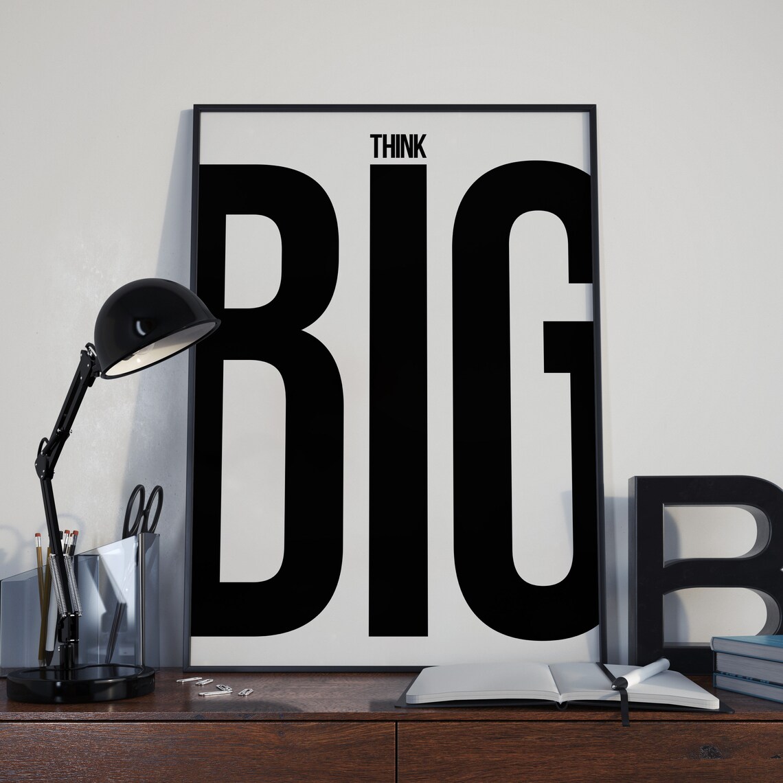 Think Big Minimalist Giant Bold Black And White Quote Poster - Image 5