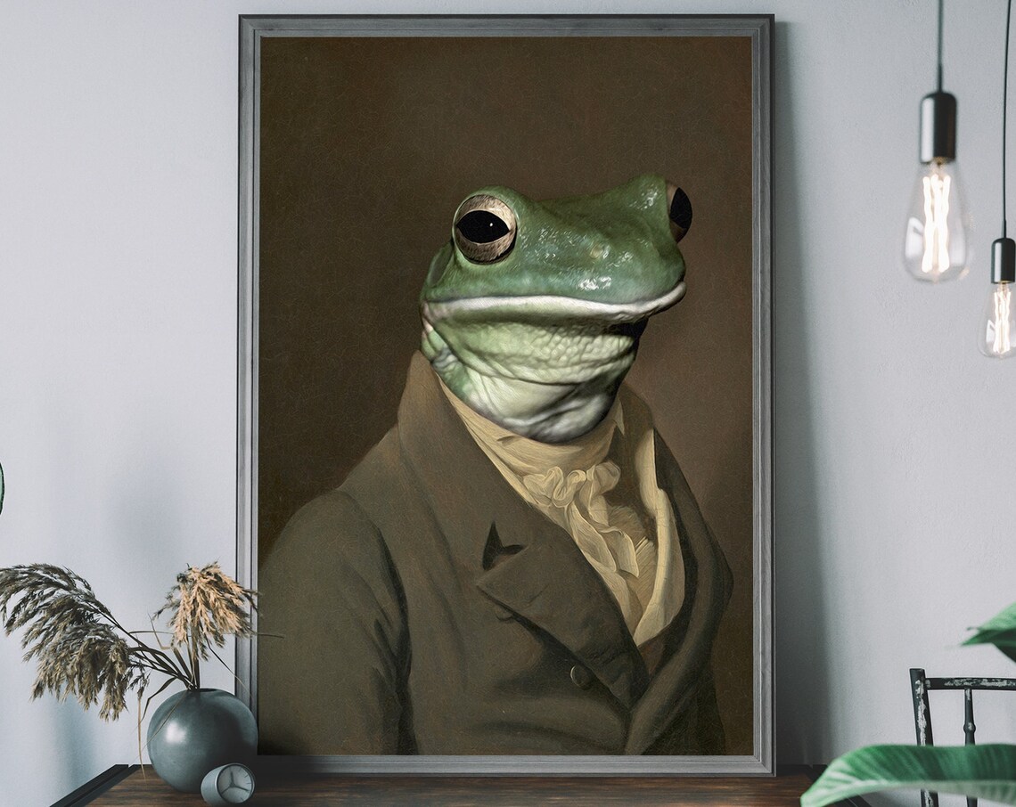 Frog Vintage Portrait Renaissance Animal Art Print