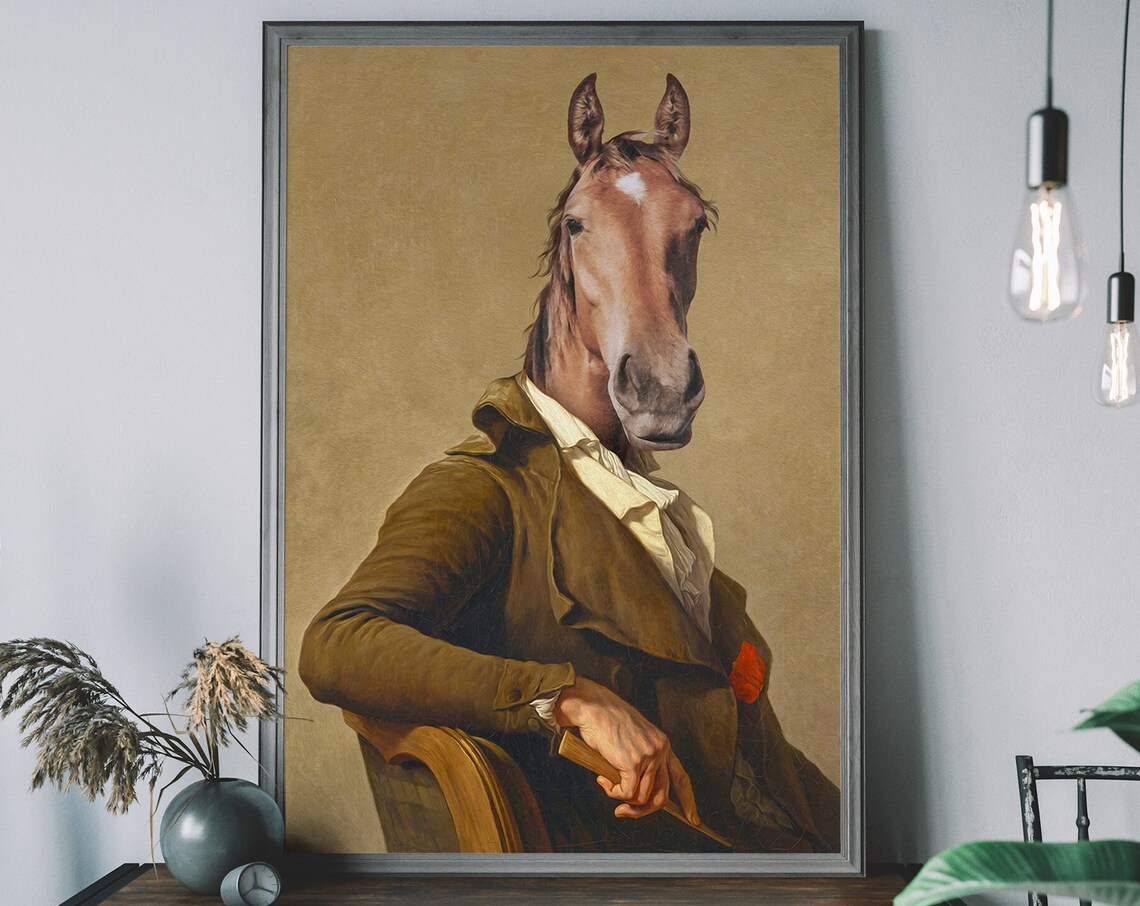 Horse Vintage Portrait Renaissance Art Print