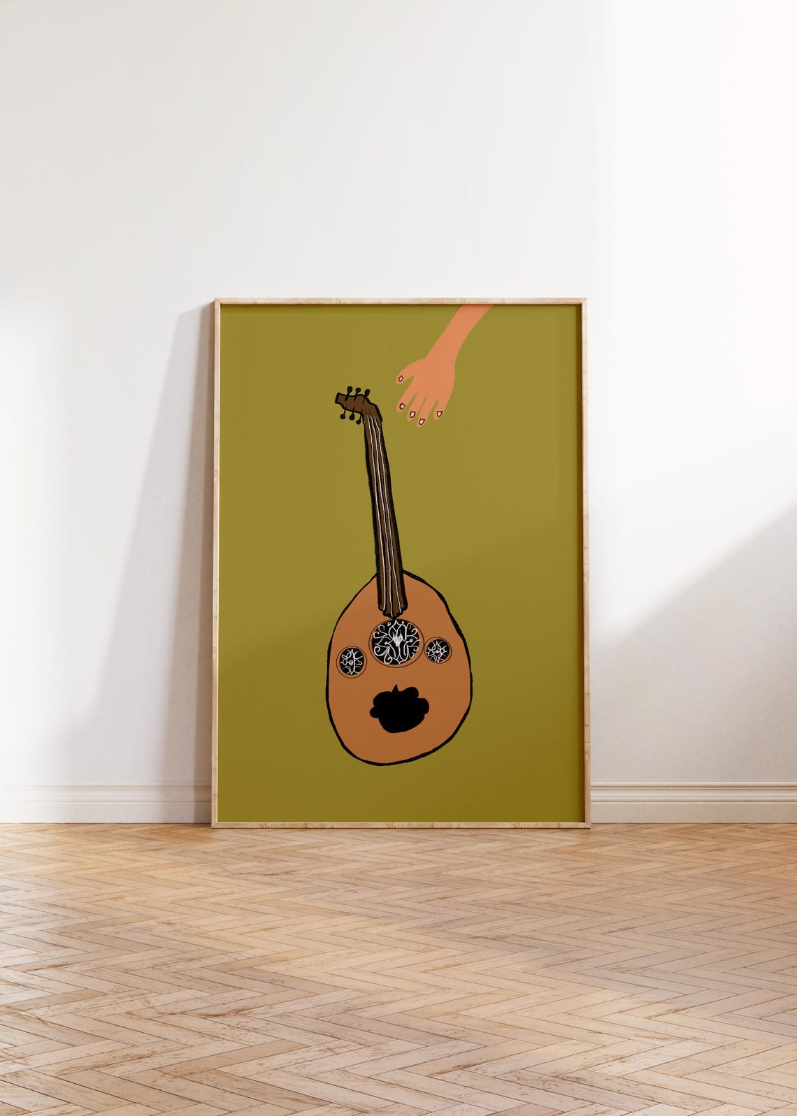 Illustrated Oud Arabic Lute Hand Drawn Music Instrument Poster