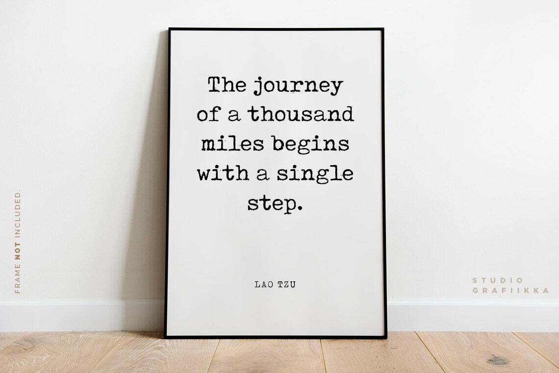 Lao Tzu The Journey of a Thousand Miles Begins Minimalist Quote Poster - Image 2