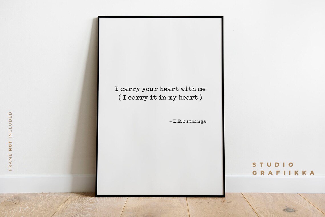 I Carry Your Heart With Me E.E. Cummings Romantic Love Poem Poster - Image 2
