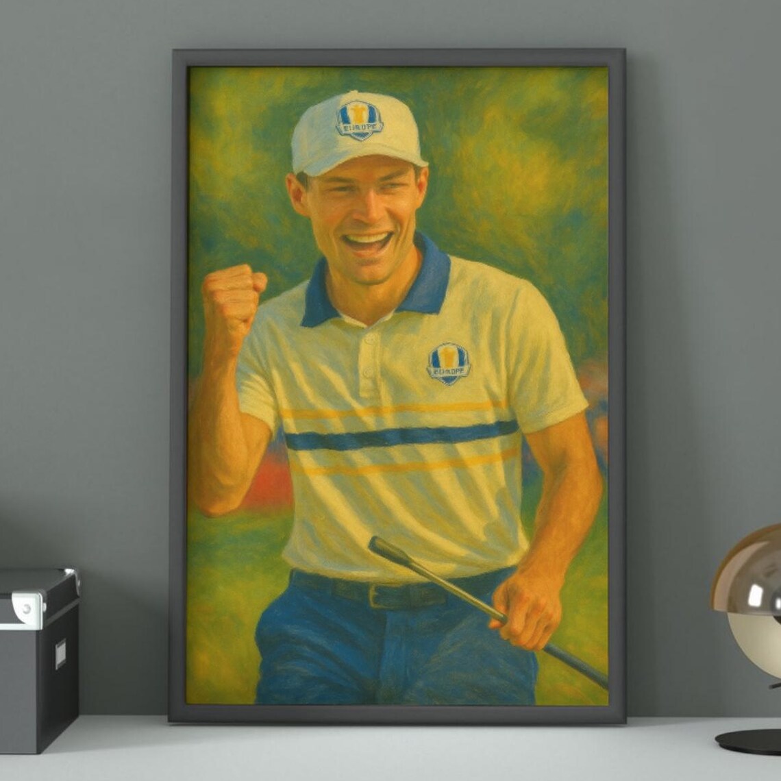 Rasmus Hojgaard Ryder Cup Team Europe Golf Painting Celebration Poster