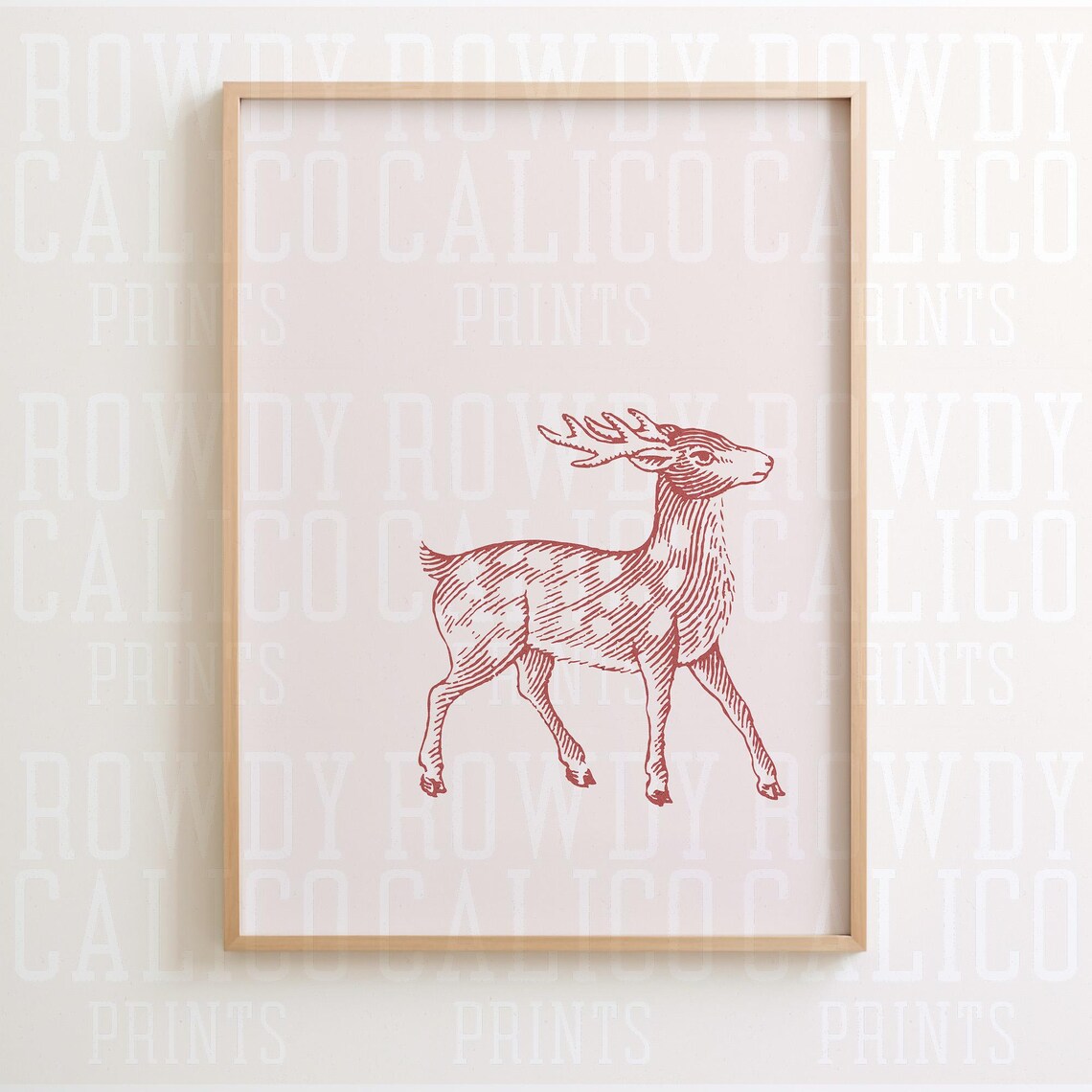 Vintage Style Reindeer Western Christmas Art Print - Image 2