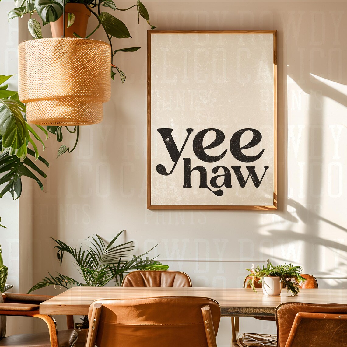 Yee Haw Distressed Black Typography Vintage Western Quote Poster - Image 2