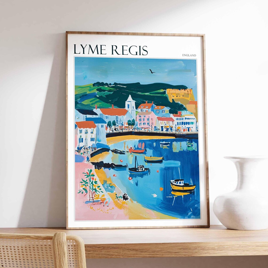 Lyme Regis Travel Poster, Dorset Coastal Decor
