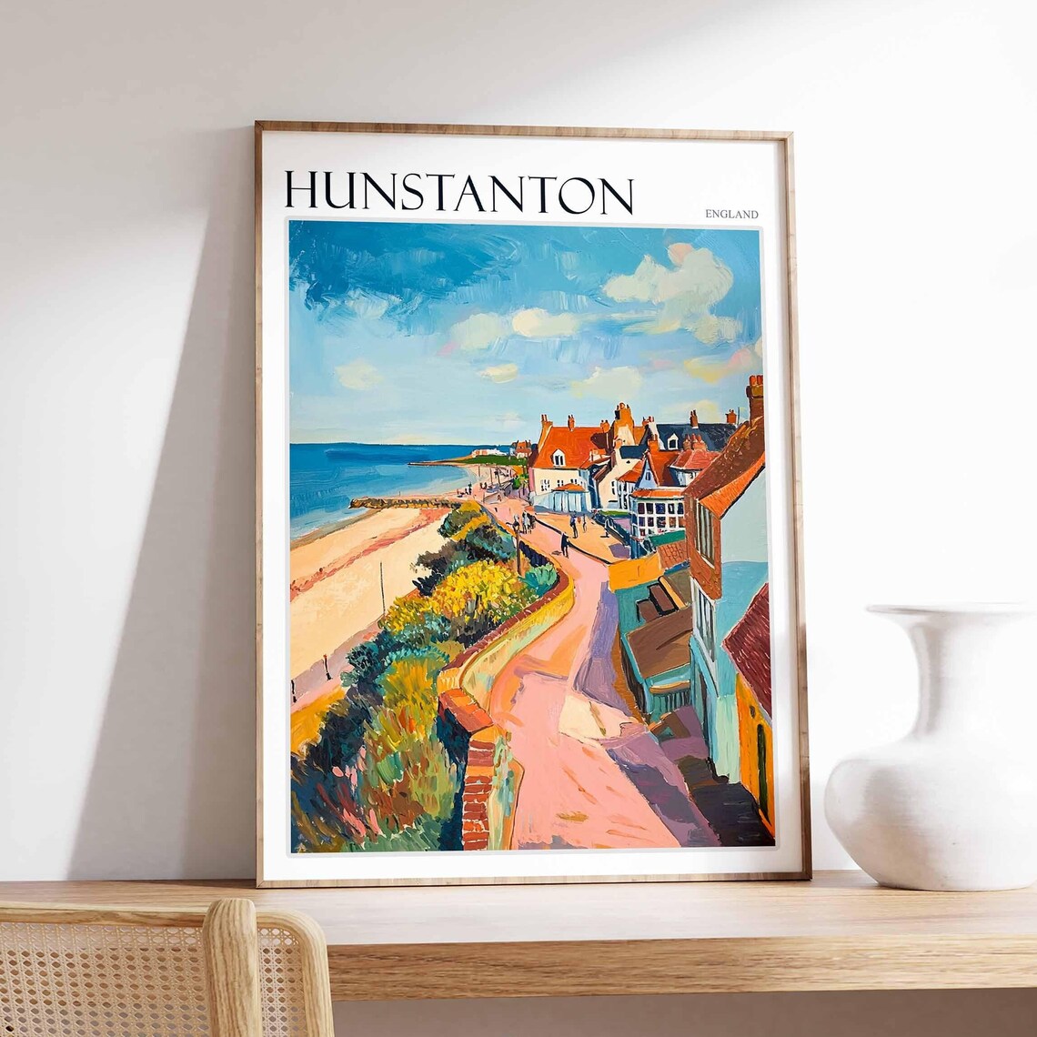 Hunstanton England Winding Path Cottages Promenade Beach Poster
