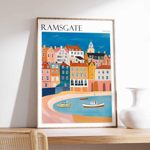 Ramsgate England Charming Harbor Town Pastel Buildings Poster