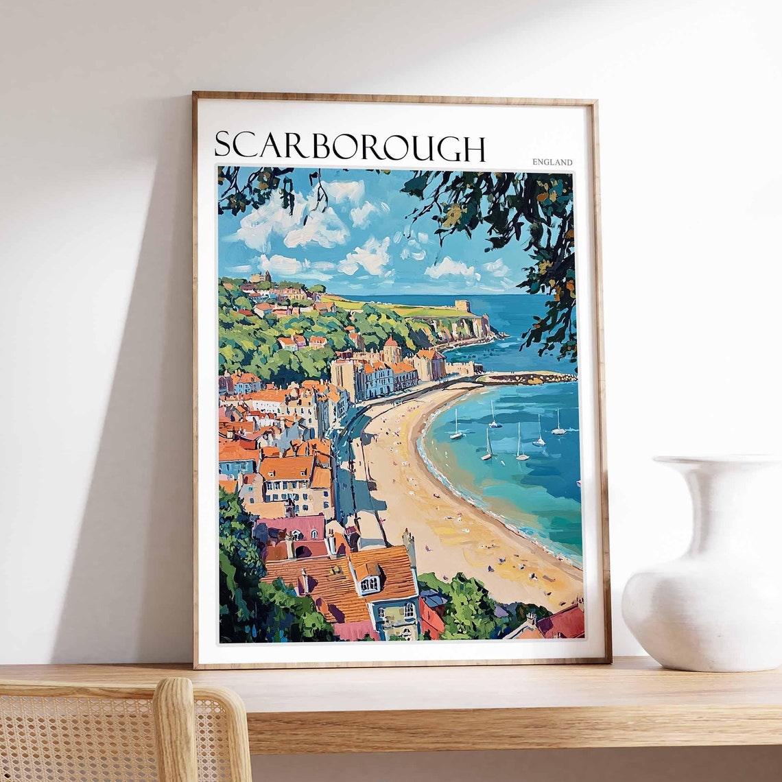 Scarborough Poster Uk Travel Poster Coastal Wall Art British Decor Uk Home Decor Scarborough Travel Decor Scarborough Wall Art Uk Art