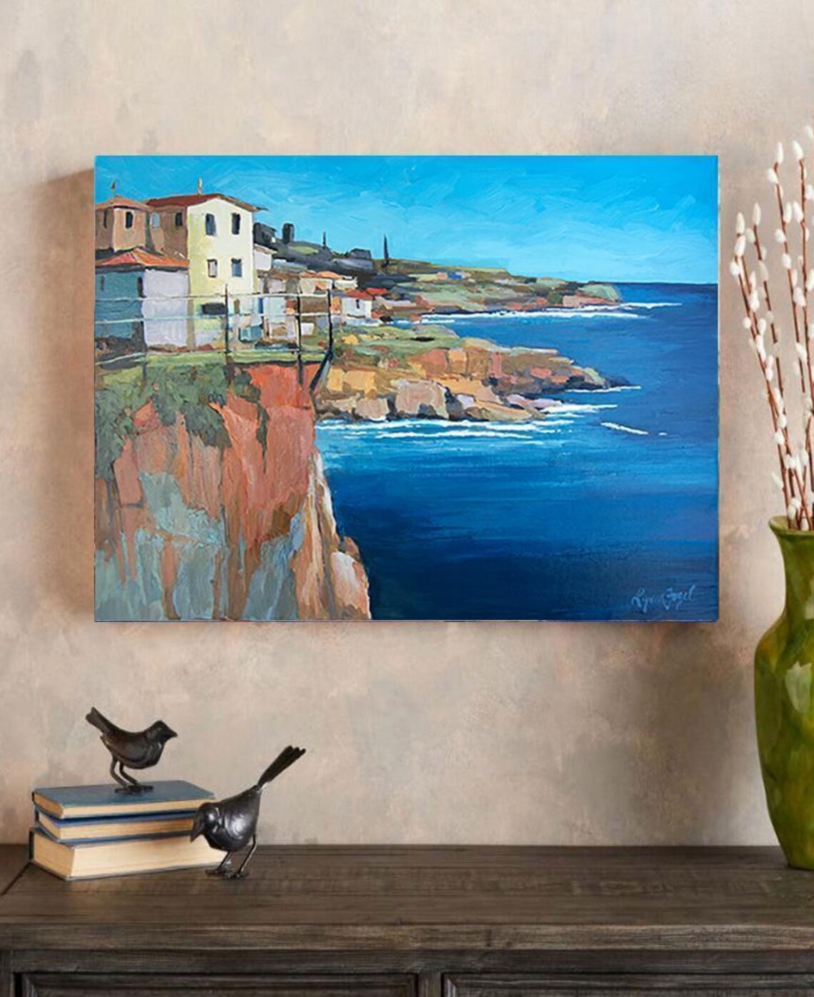 Mediterranean Cliffside Village Colorful Houses Ocean View Poster - Image 5