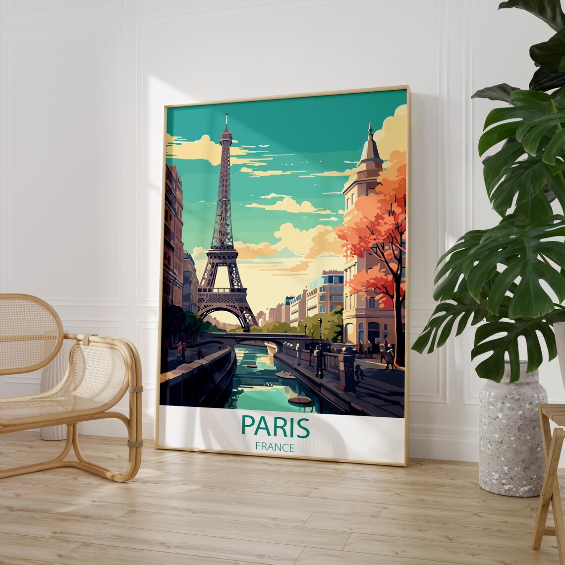 Paris France Vintage Travel Poster Print