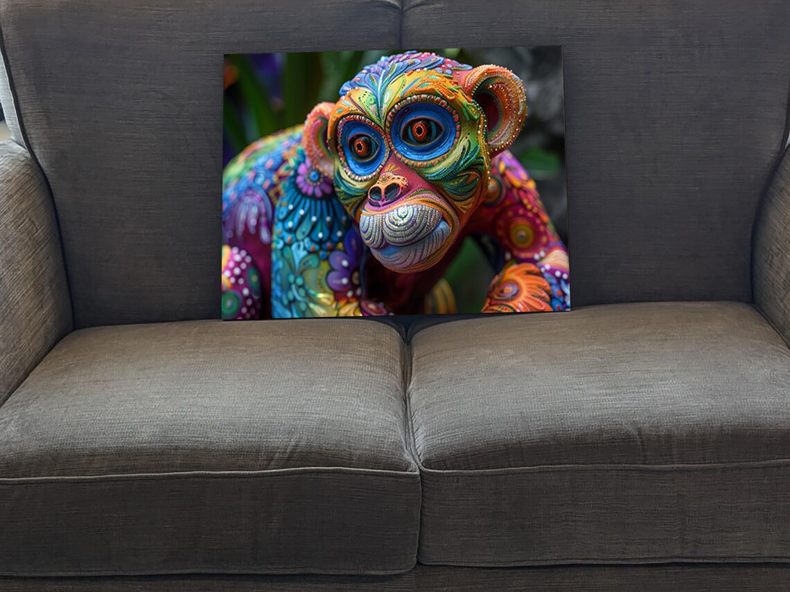 Alebrije Dia De Los Muertos Monkey Art Print - Image 5